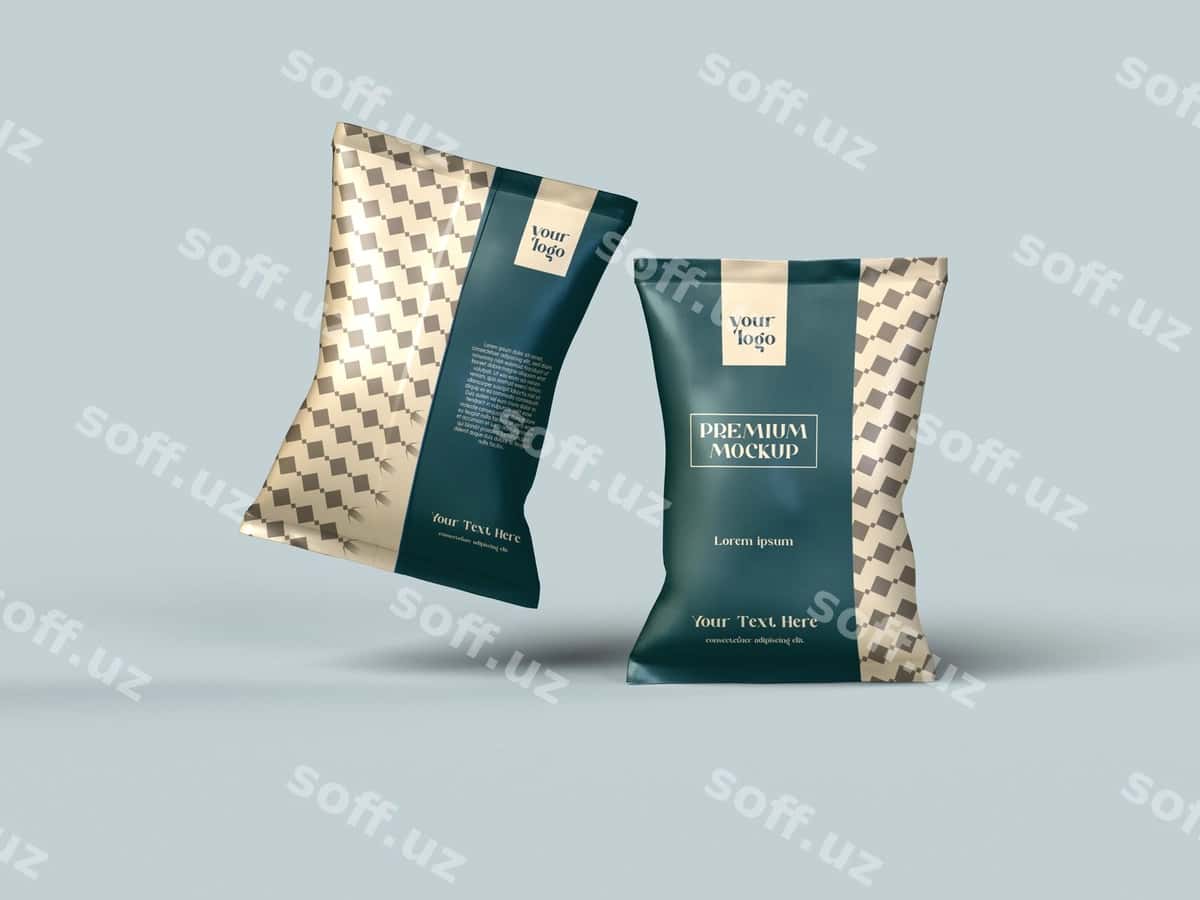 Snack ovqatlarini qadoqlash uchun mockup dizayni | Snack food packaging mockup design 1