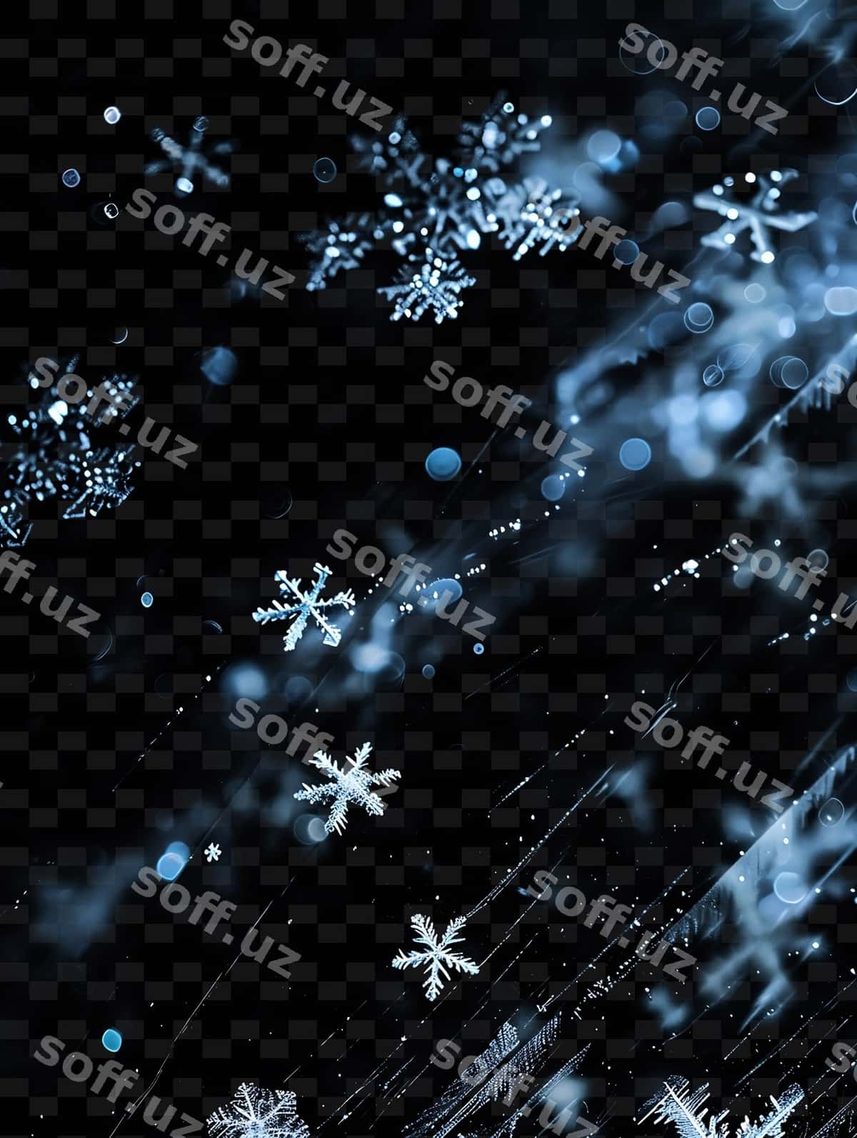Qor bobolari qora orqa fonda | Snowflakes black background 1
