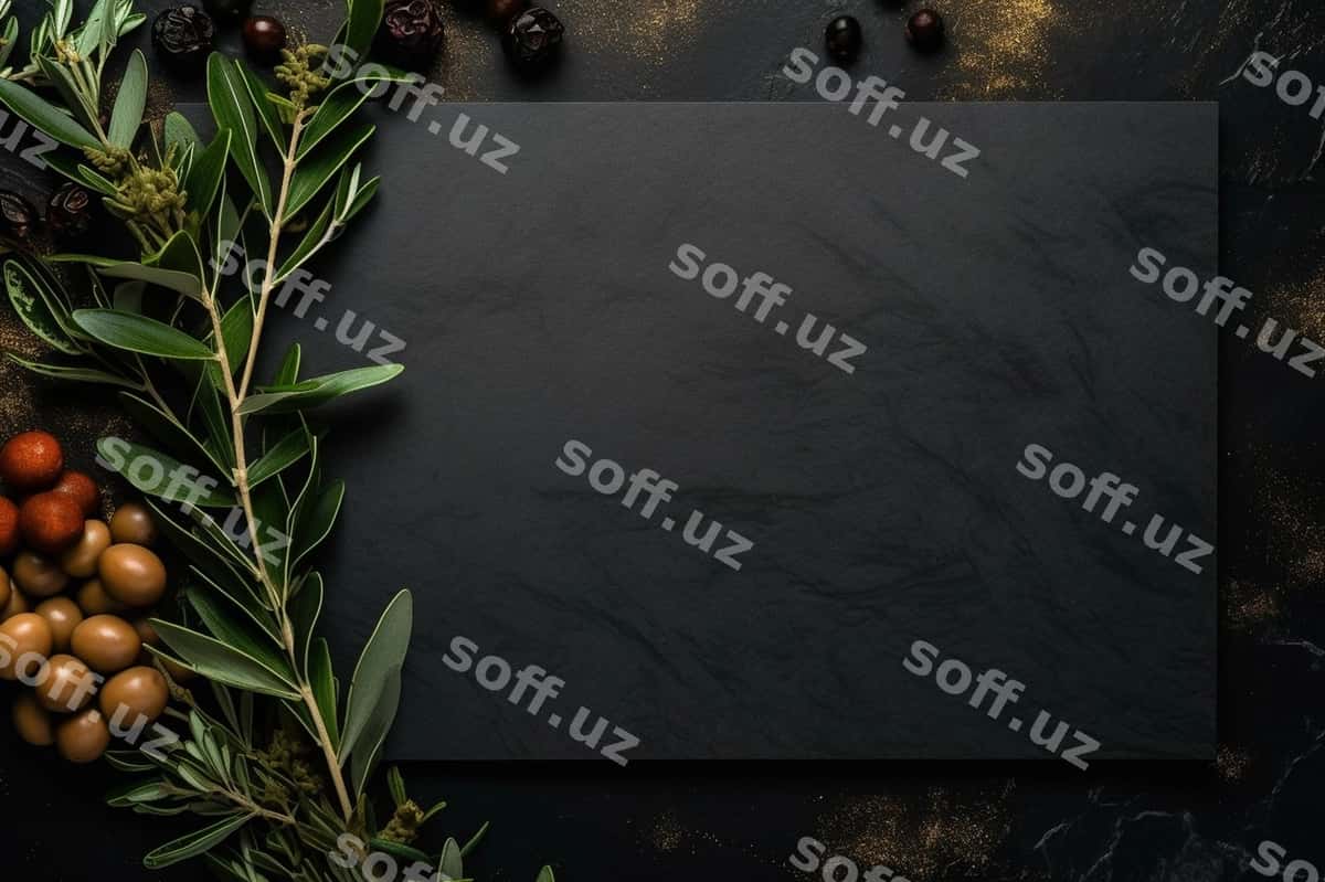 Noaniy menyu dizayni qora namuna | Sophisticated menu design black mockup 1