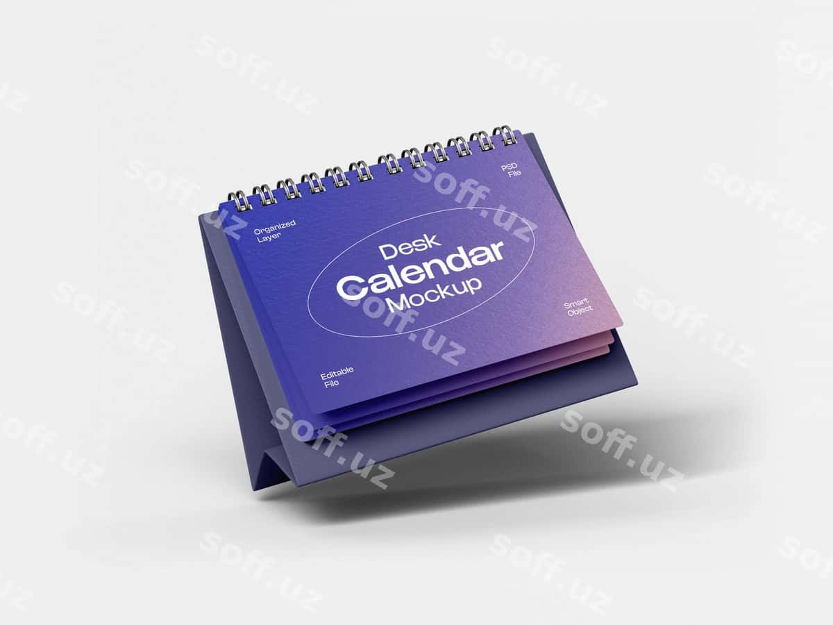 Burgi stol takvimi namunasi | Spiral desk calendar mockup 1