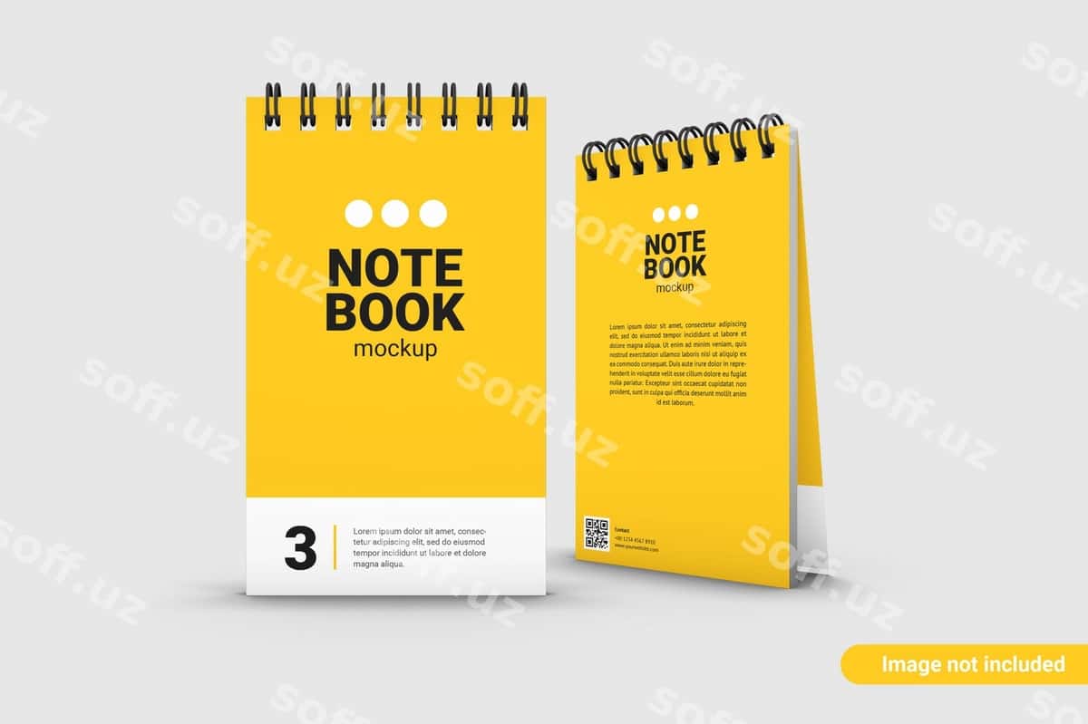 Spiral daftar mockup oldingi ko'rinish | Spiral note book mockup front view 1