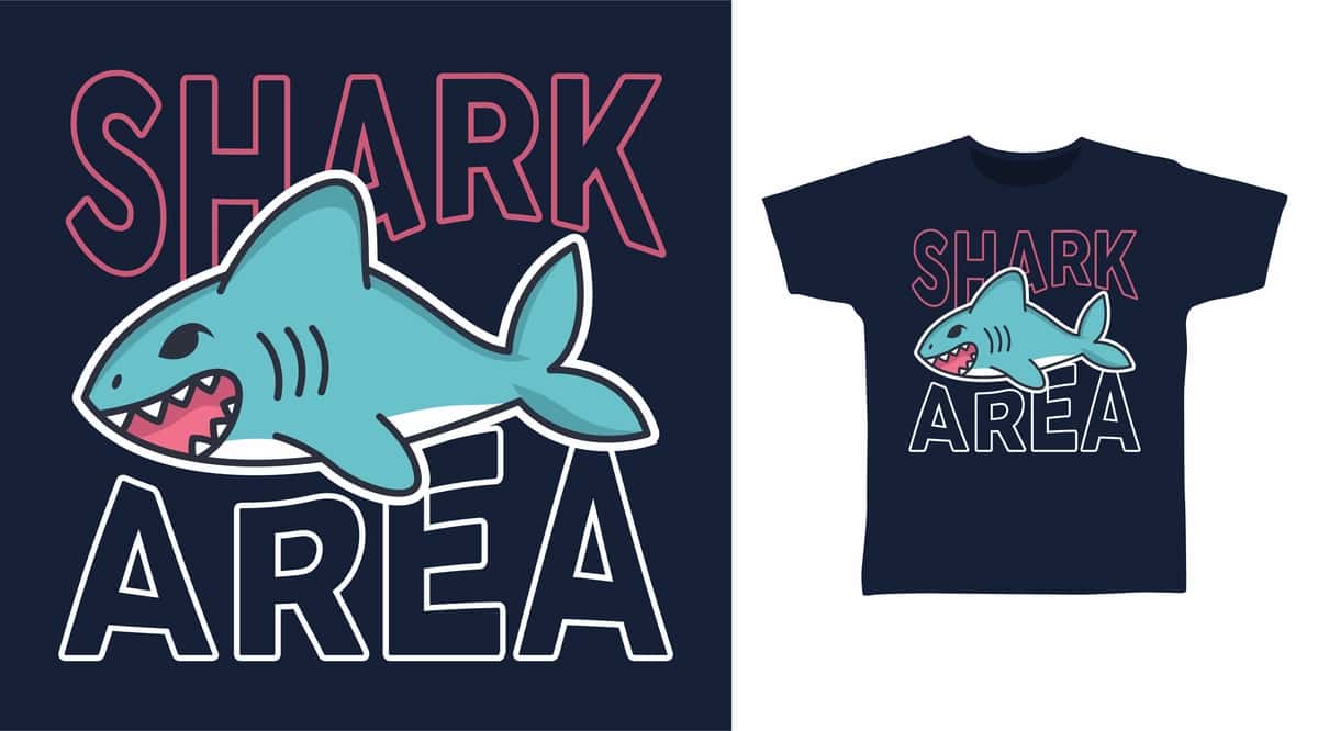 Shark maydoni tasvirlangan futbolka dizayn konsepsiyasi | Shark area illustration t shirt design concept 1