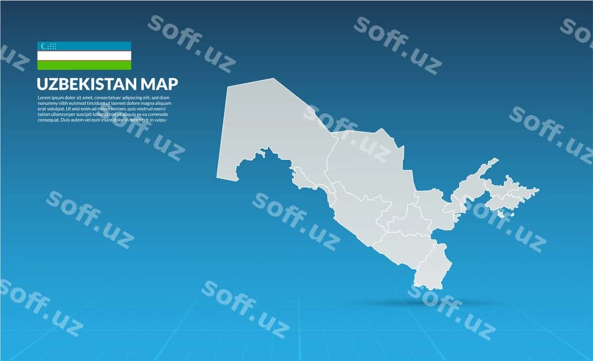 Oʻzbekiston davlat xaritasi koʻk fon | State map uzbekistan blue background 1