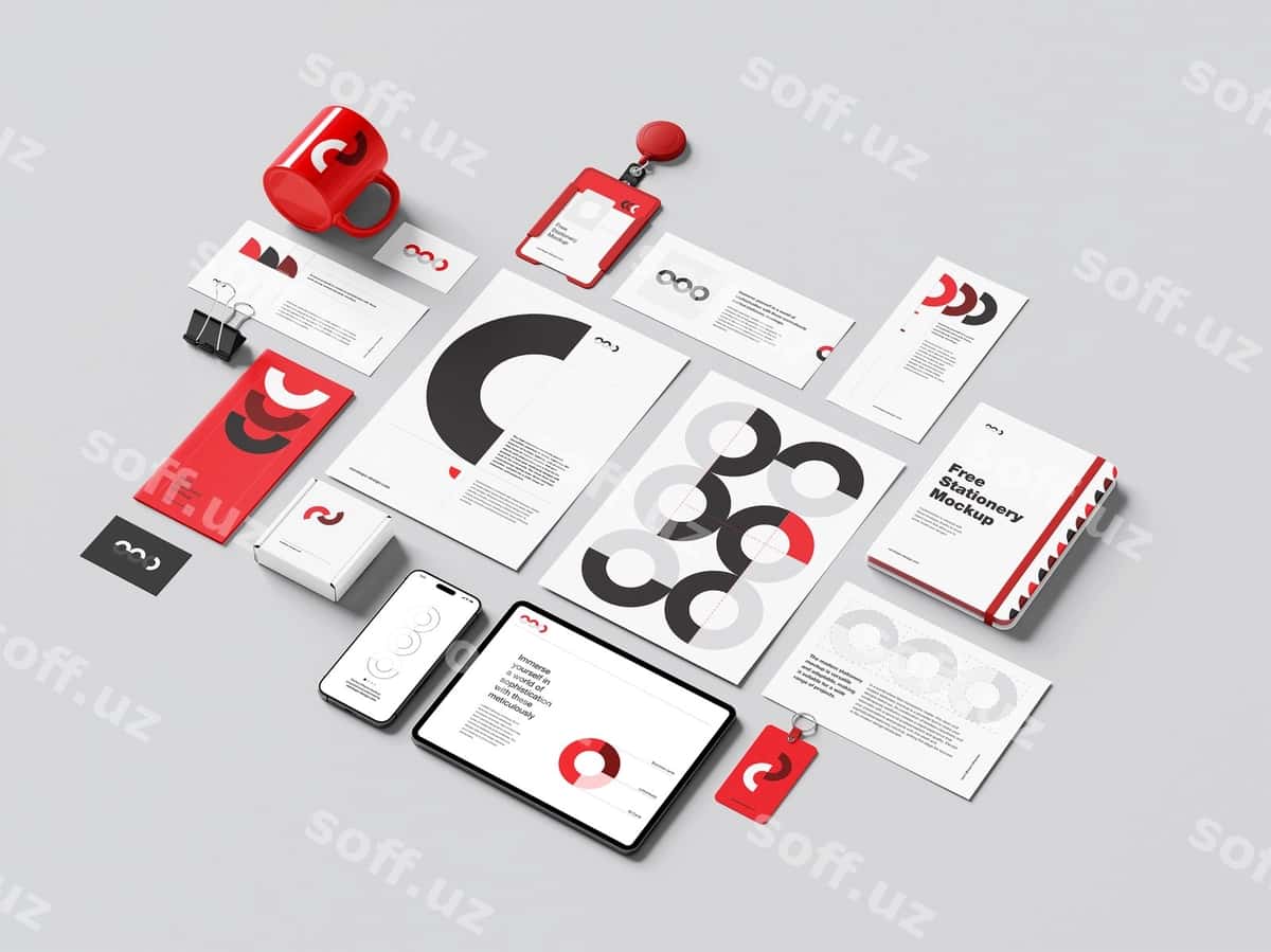 Stativ shablon kenglashi | Stationary mockup template 1