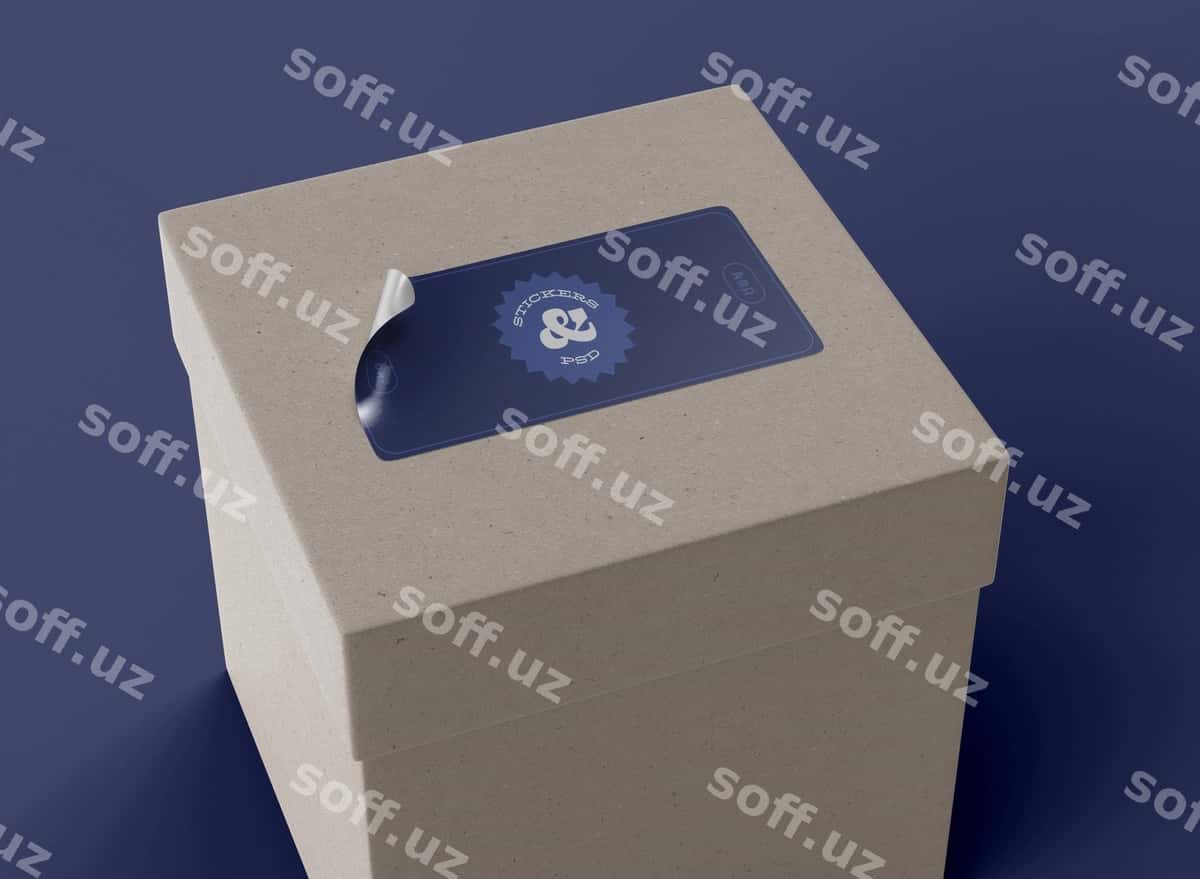 Stiker qutisi mockup | Sticker box mockup 1