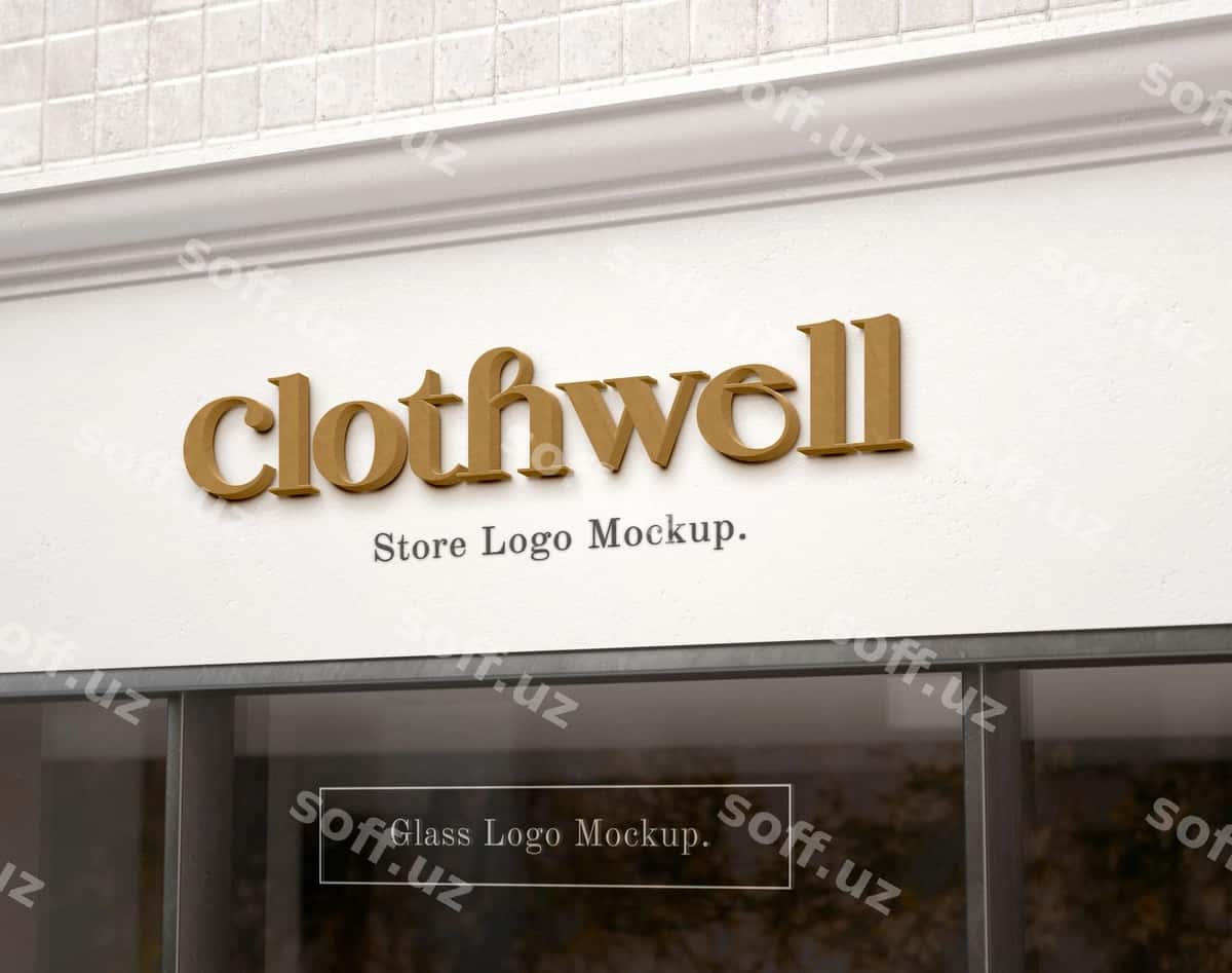 Do'kon kirish logotipi mockup | Store entrance logo mockup 1