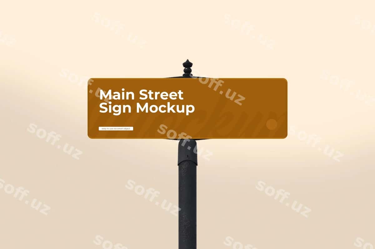 Ko'cha belgisi taxtasi maket ustuni | Street sign board mockup pole 1