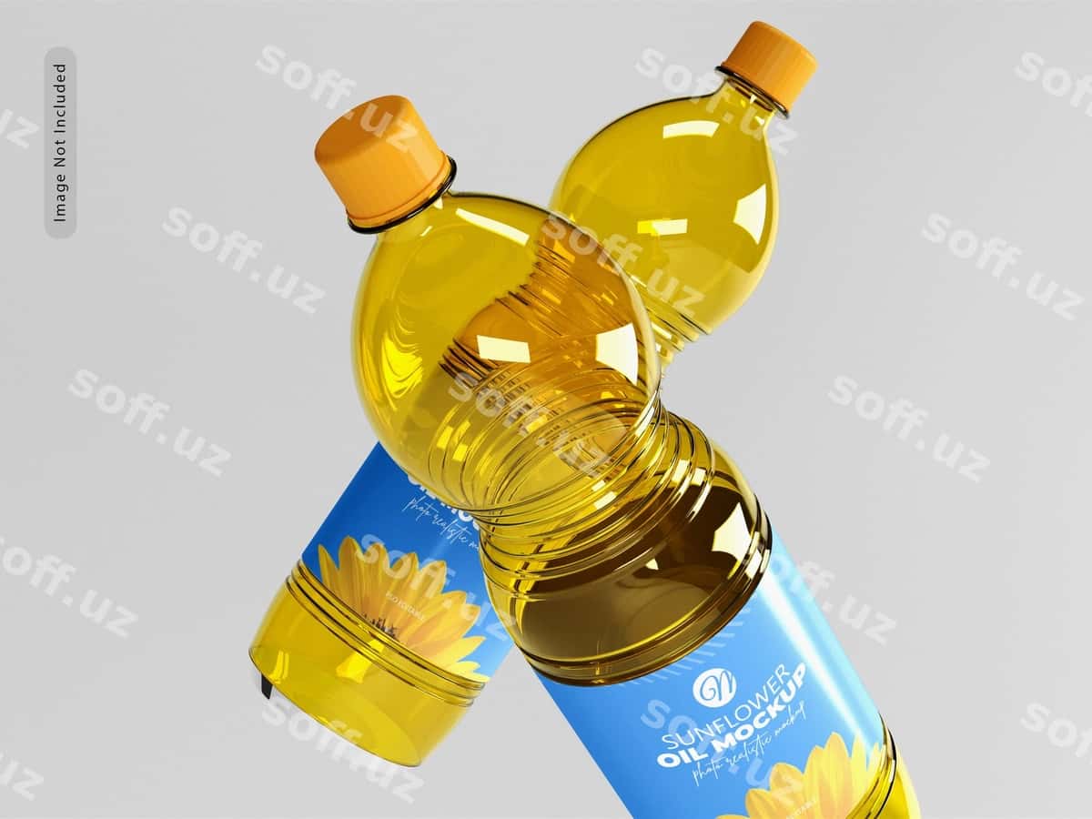 Qizilqovoq yogʻi shisha namunasi | Sunflower oil bottle mockup 1