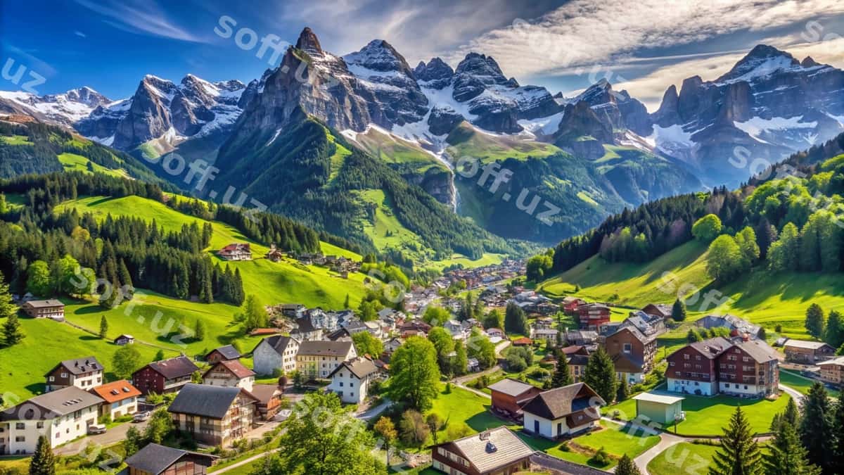 Switariya Engelberg Alp togʻlari panorama koʻrinishi | Switzerland engelberg alps panorama view 1