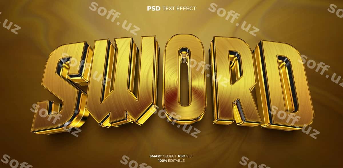 Qilich 3D tahrirlanadigan matn effekti | Sword 3d editable text effect 1
