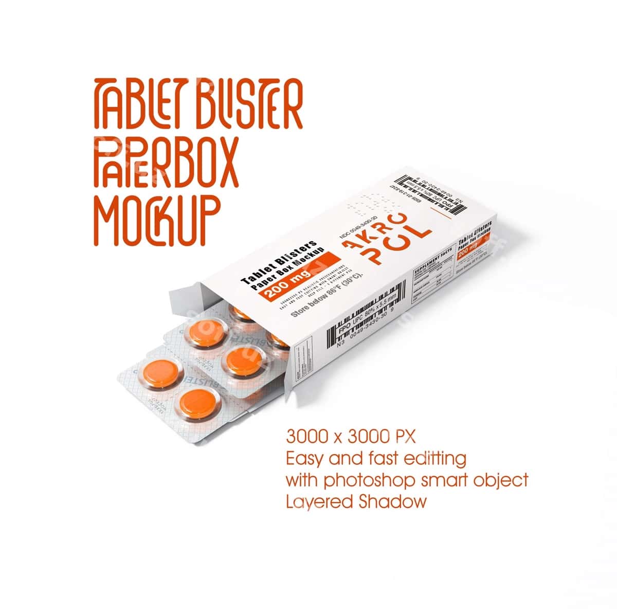 Planshet blisterlari qog'oz qutisi maketi | Tablet blisters paper box mockup 1