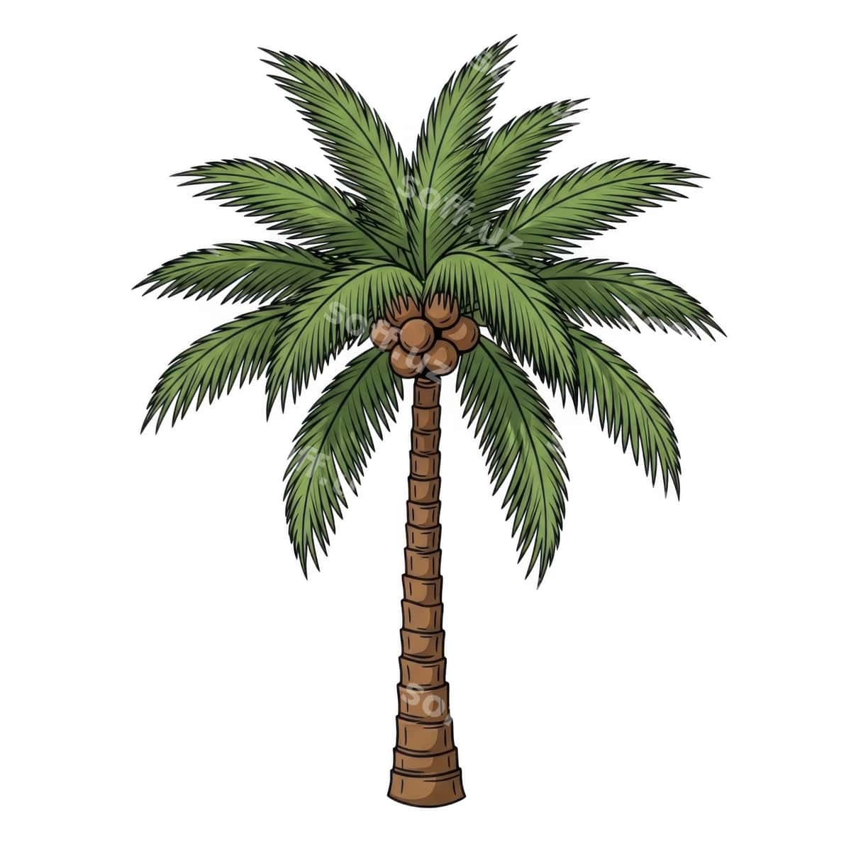 Baland palm chiqloq yashil varoqlar bilan | Tall palm tree with green leaves 1