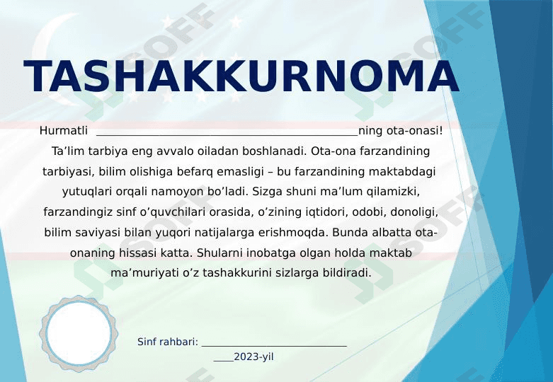 Tashakkurnoma 1