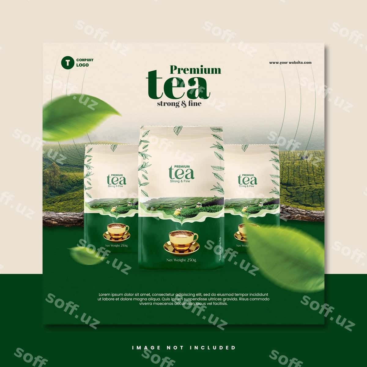 Choy ijtimoiy media tahrir qilish mumkin psd | Tea social media editable psd 1