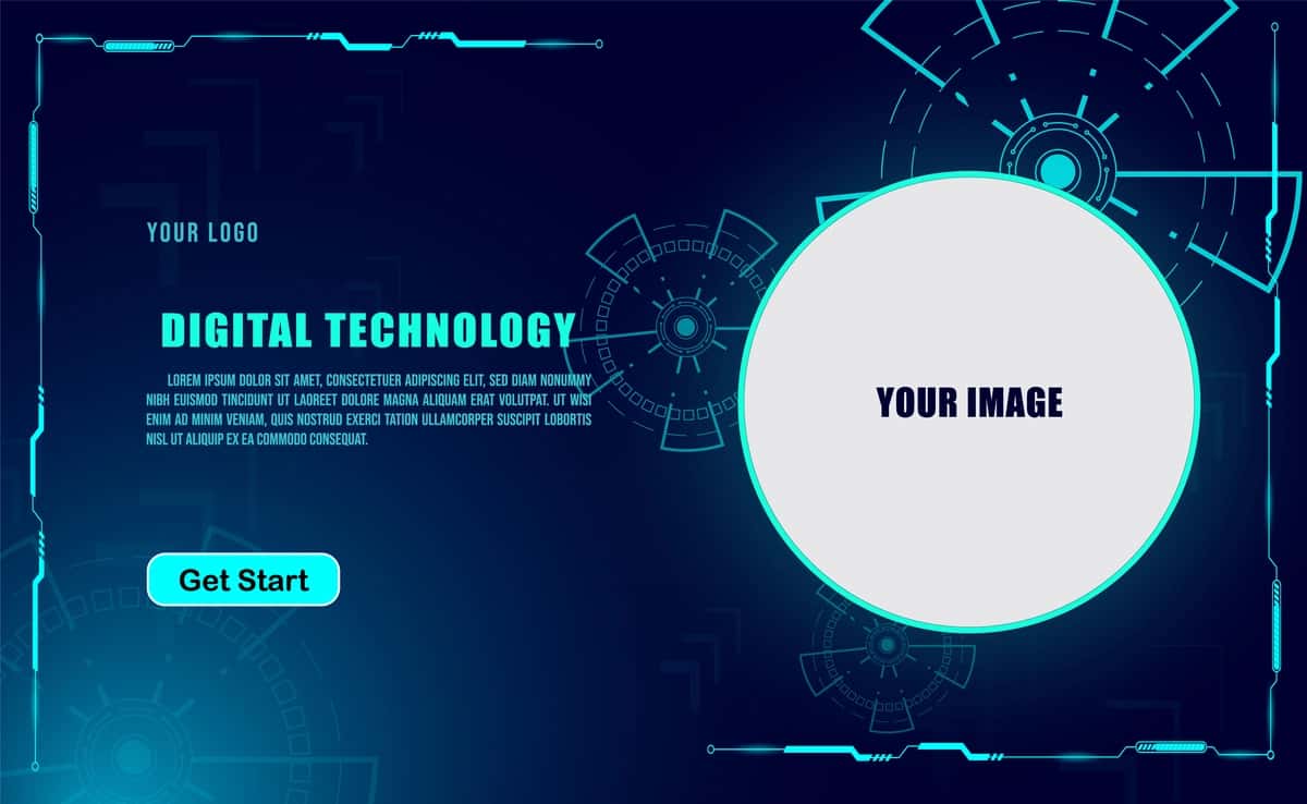 Texnologiya tushunchasi veb-banner shablon broshyura ko'k rang | Technology concept web banner template brochure blue colour 1