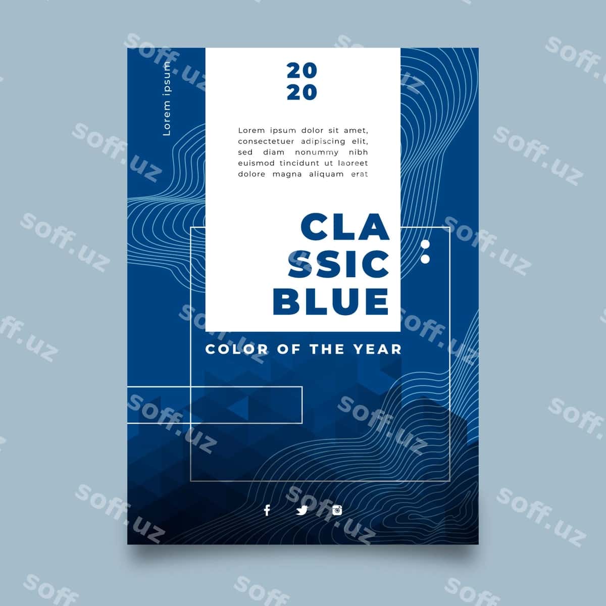 Shablon abstrakt klassik ko'k flyer | Template abstract classic blue flyer 1