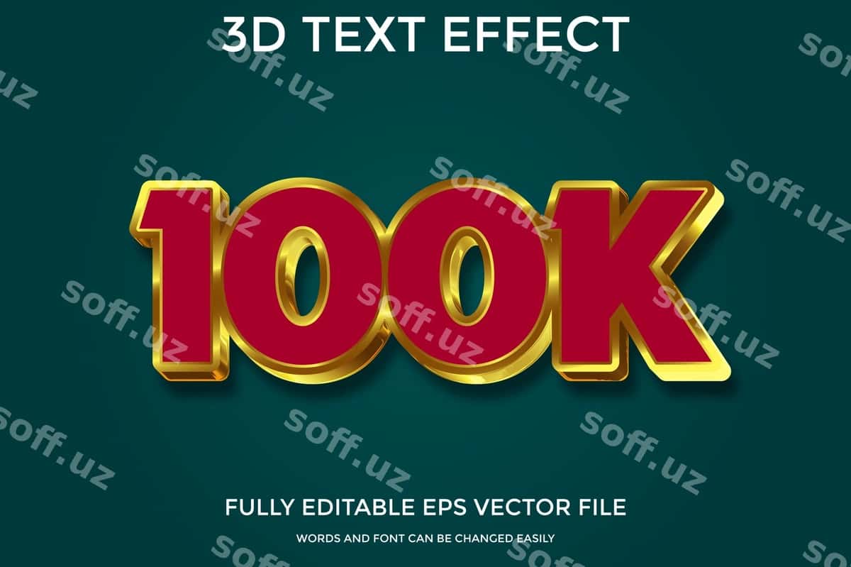 Shablon o f100k kuzatuvchi 3D matn effekti | Template o f100k follower 3d text effect 1