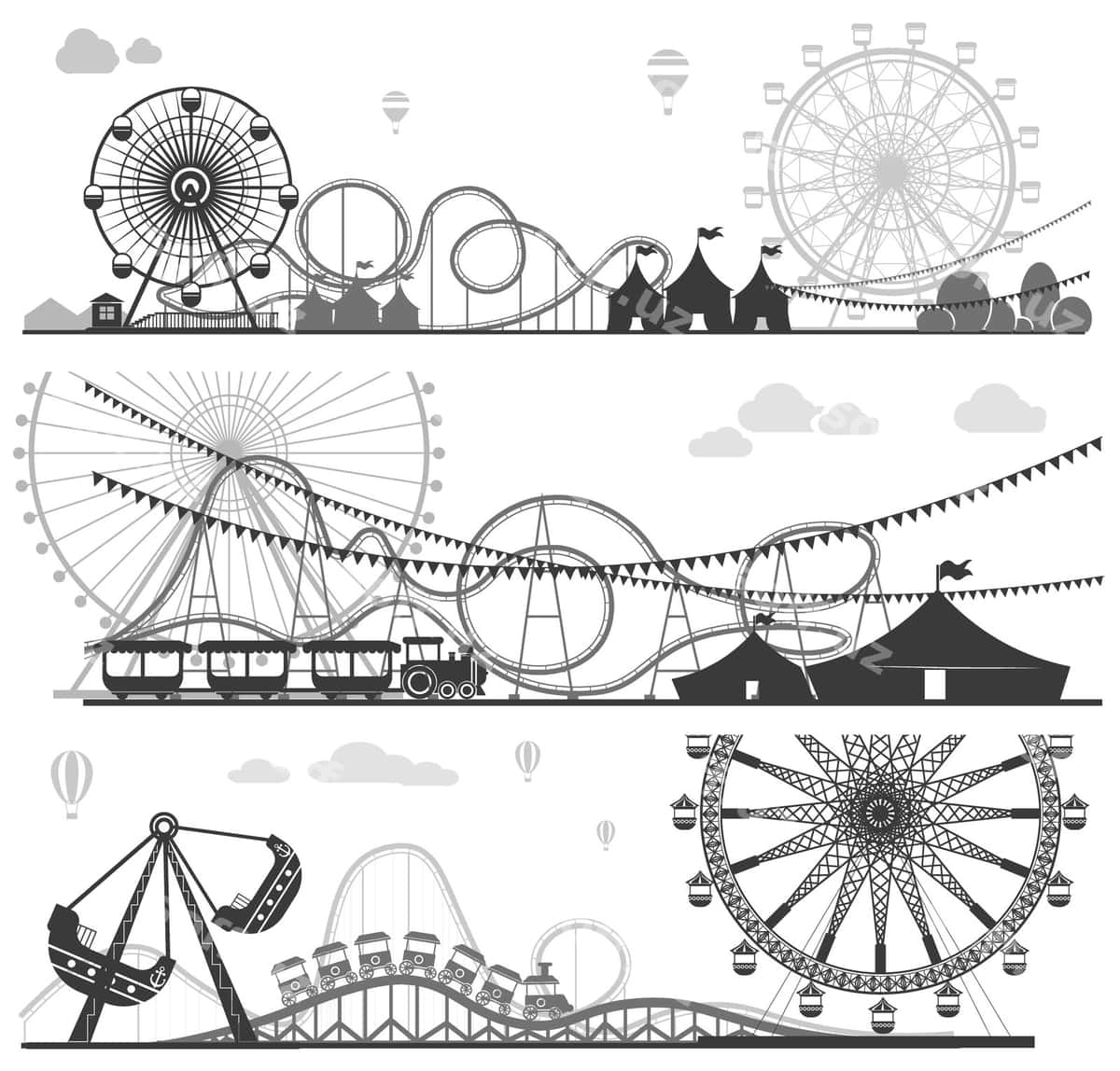 Tematik park sarguzashtlari monoxromi | Theme park adventure monochrome 1