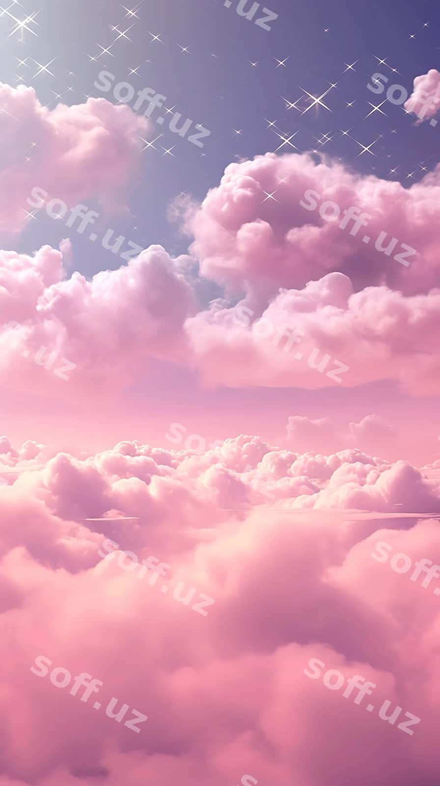 Rasmda binofa ko'k yulduzlar bilan | There is picture pink sky with stars it 1
