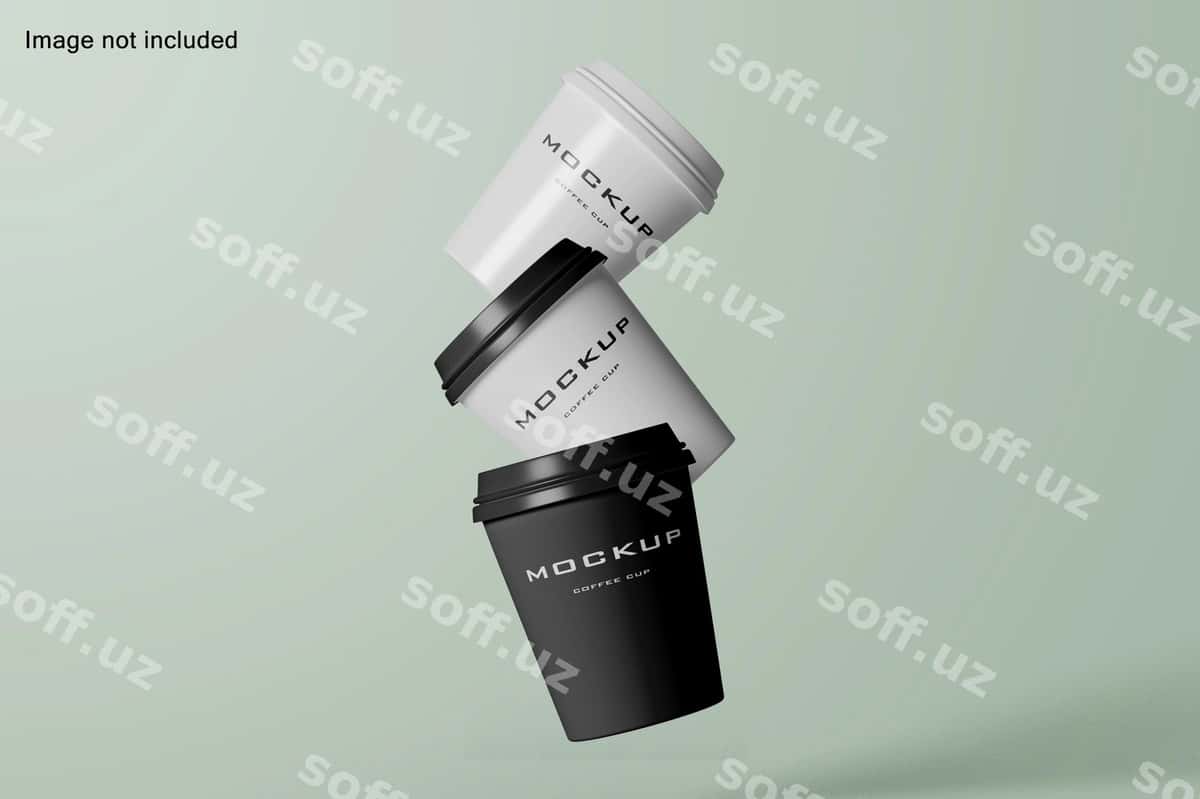Uch ta'mli kofe stakani mockup | Three coffee cups mockup 1