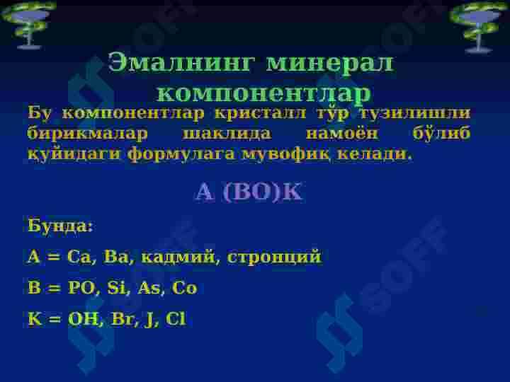 Тиш қаттиқ ва юмшоқ  тўқимаси биокимёси 7