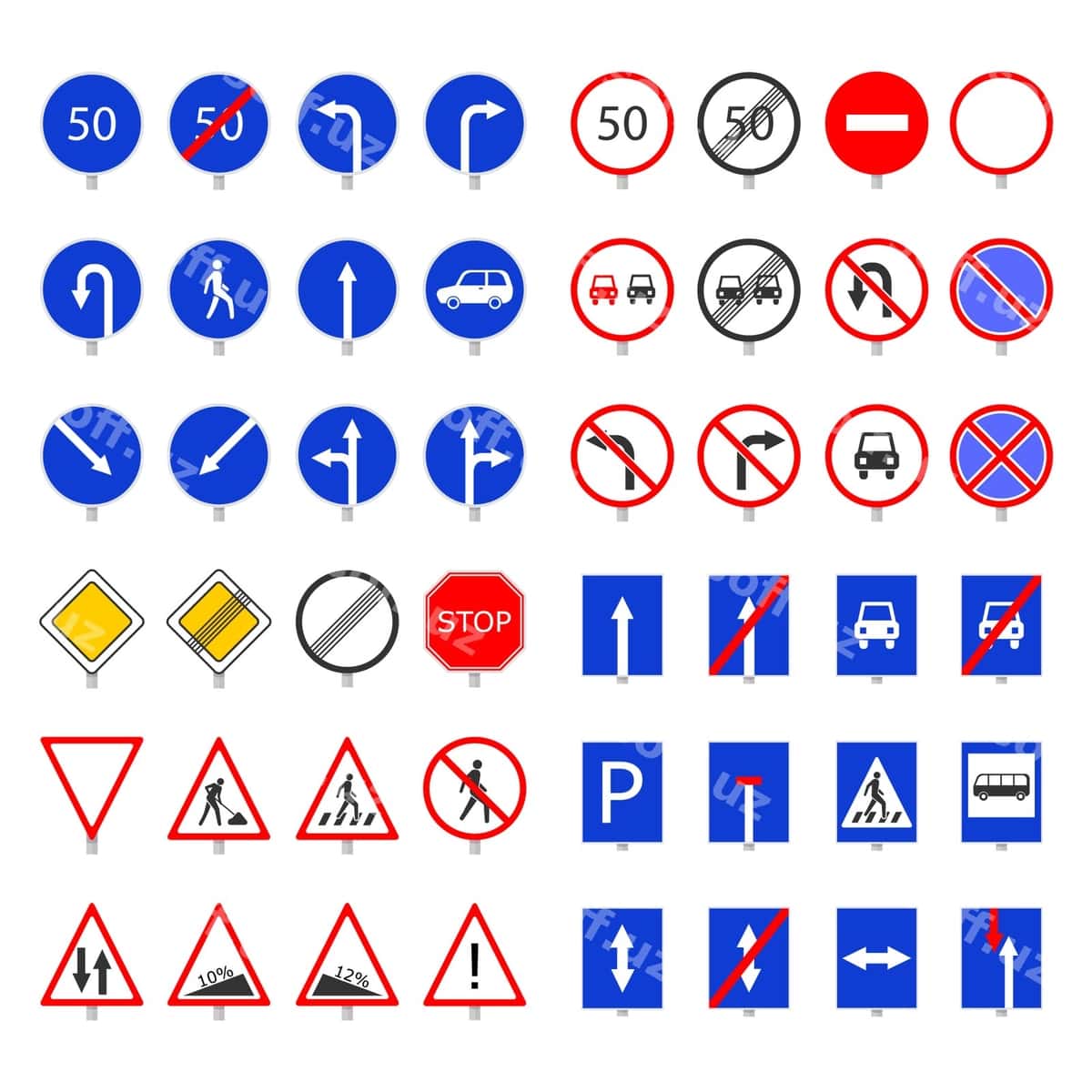 Yo'l trafik belgilari to'plami | Traffic sign road collection 1