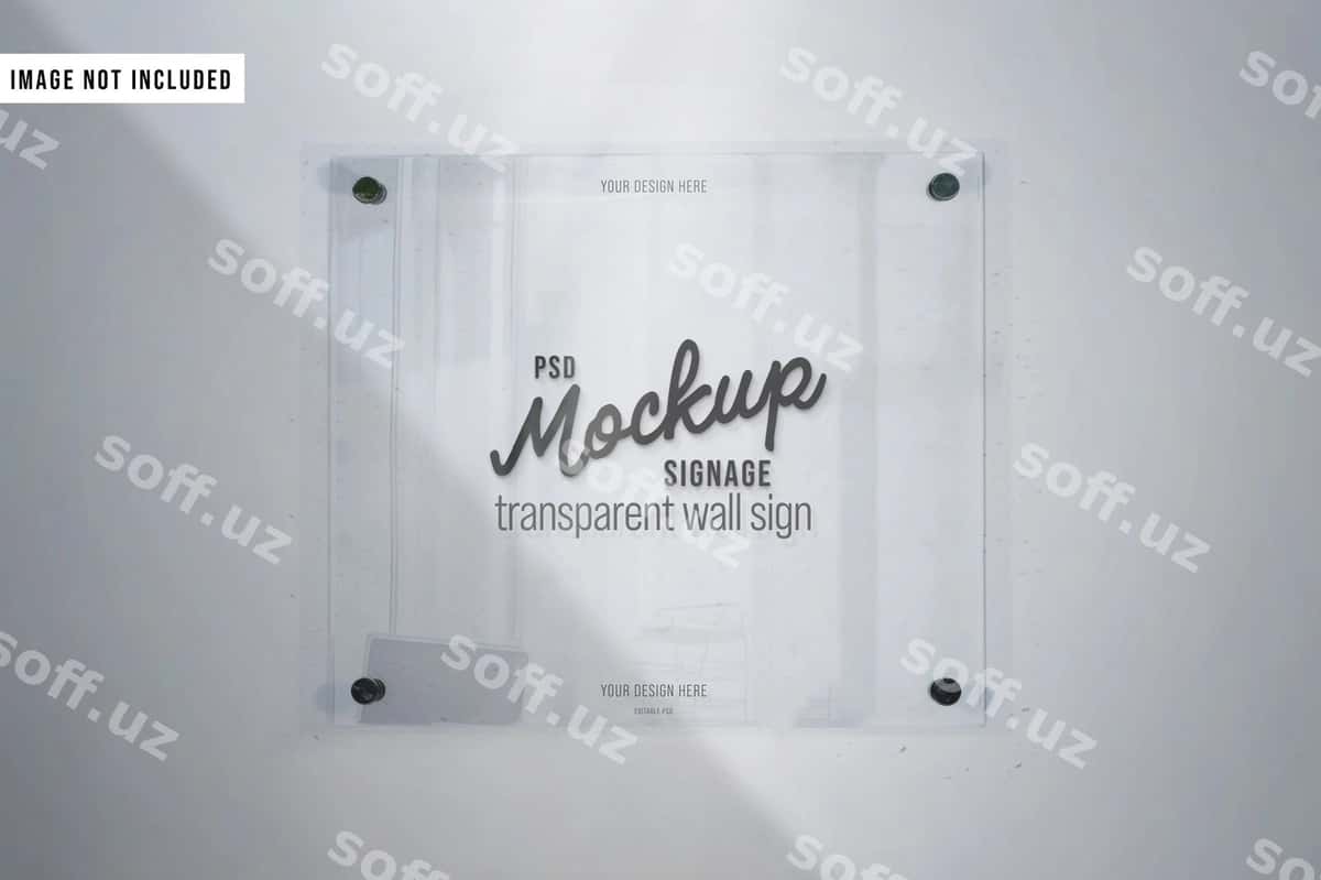 Shaffof akrilik belgi mockup | Transparent acrylic sign mockup 1