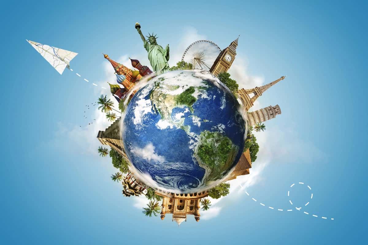 Belgilar bilan sayohat kontseptsiyasi | Travel concept with landmarks 1