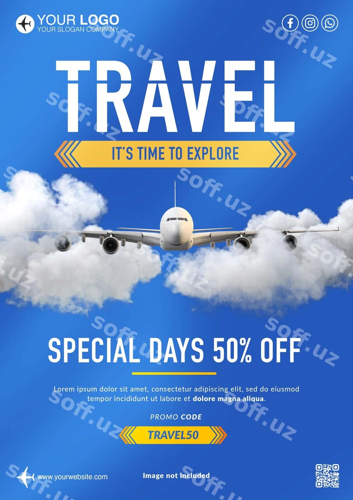 Sayohat va tadkirlik uchun flyer shabloni | Travel explore flyer template 1