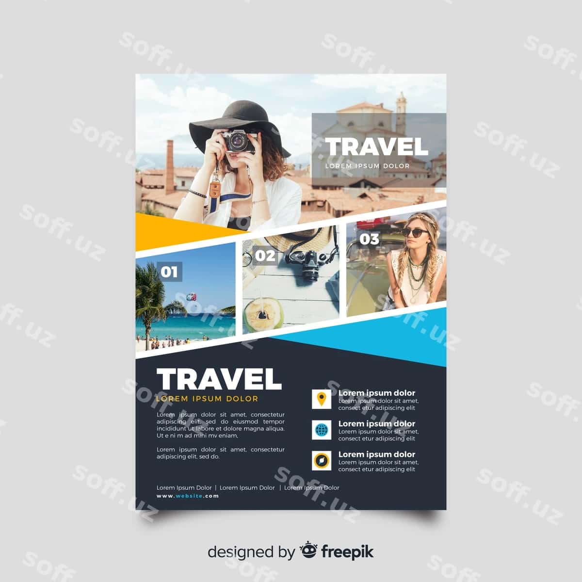 Sayohat flyeri shabloni foto bilan | Travel flyer template with photo 1
