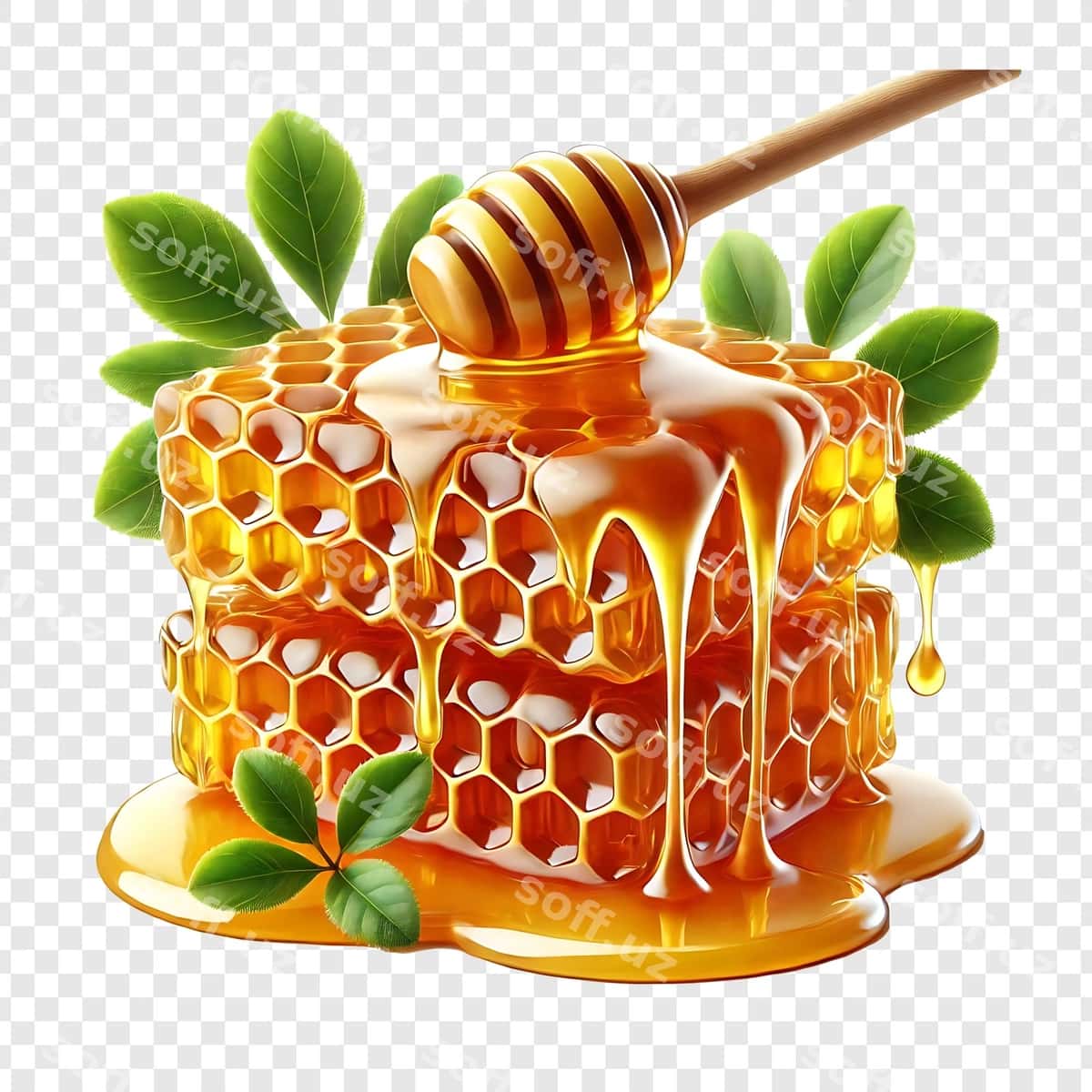 Ikkita oltin chuqurchalar qo'yilgan | Two golden honeycombs stacked 1