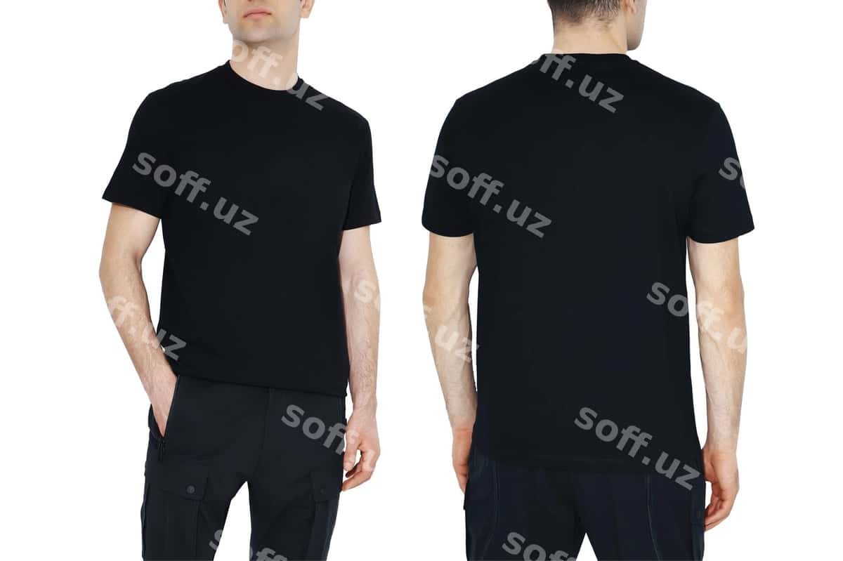 Nusxa ko'chirish joyi bo'lgan ikkita yon qora futbolkalar | Two side black tshirts with copy space 1