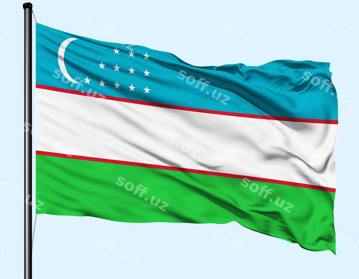 O‘zbekiston bayrog‘i ustun bilan hilpirayapti | Uzbekistan flag wind waving with pole 1