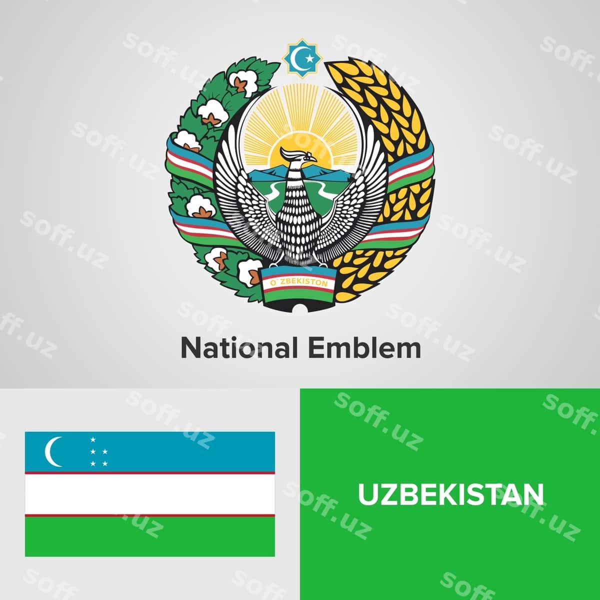Uzbekiston Milliy gerby lipsi plohka | Uzbekistan national emblem flag 1