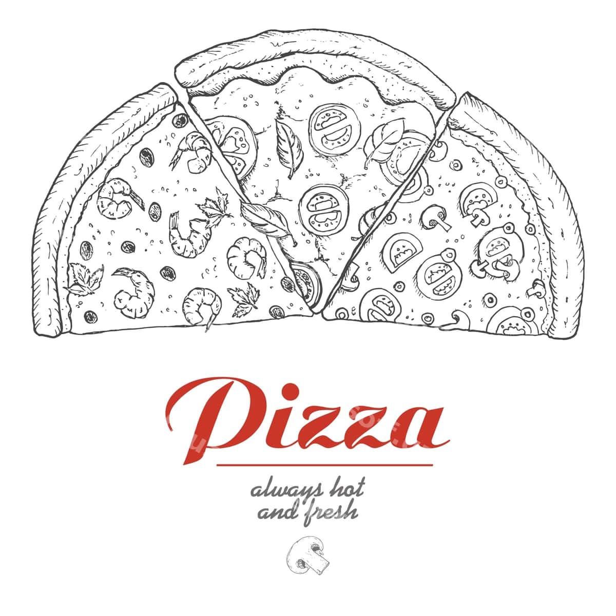 Pitsa bo'laklari bilan vektor fon | Vector background with pieces pizza 1