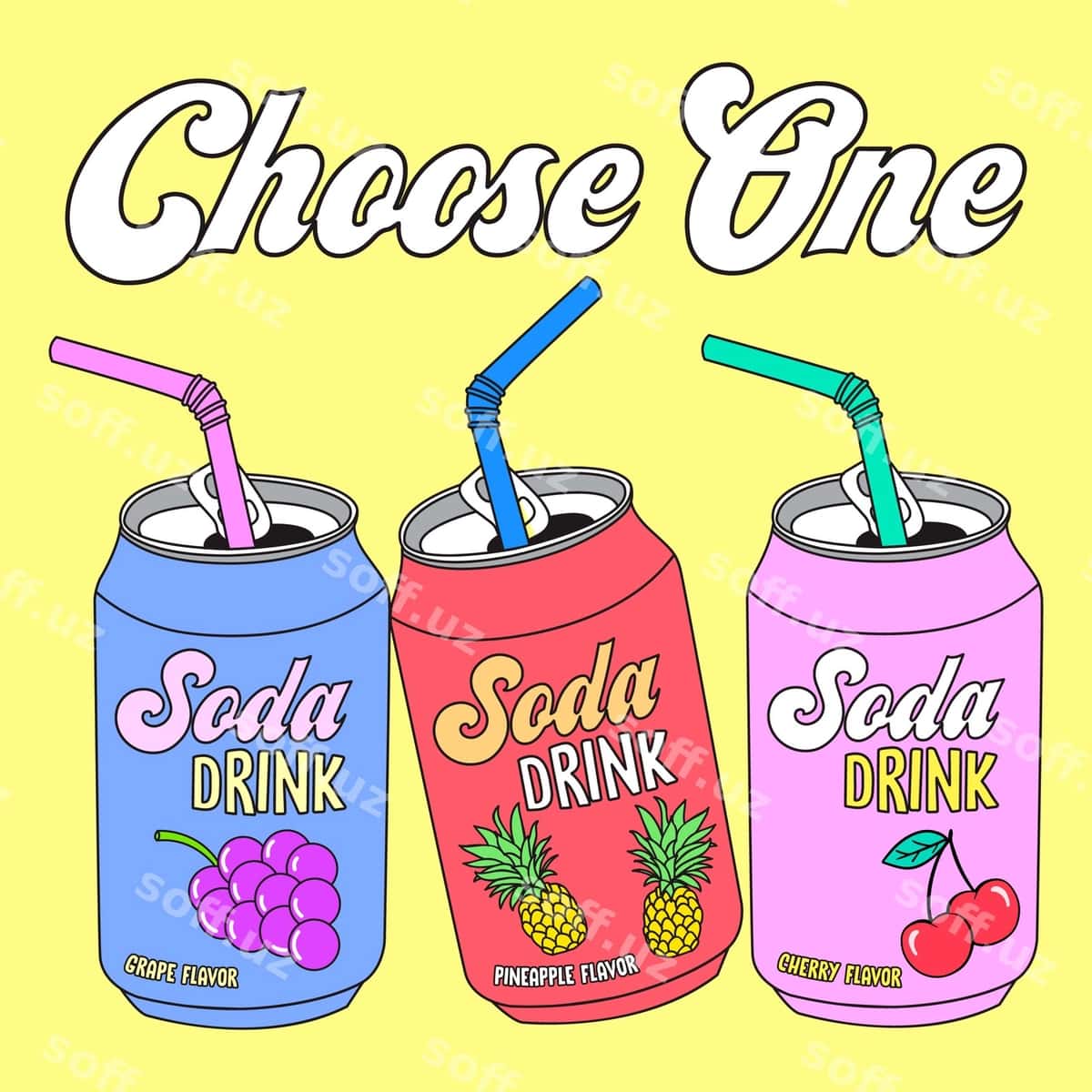 Vector meva gazli ichimliklar sustrlar bilan | Vector fruit sodas with straws 1