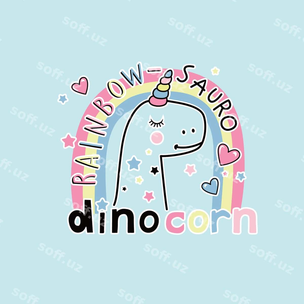 Vektor illustratsiyasi chiroyli dino yelkanot | Vector illustration cute dino unicorn 1