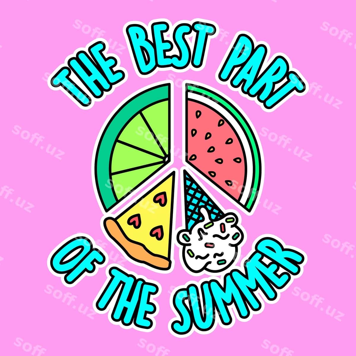 Vektor yoz yangi ovqat matn bilan | Vector summer fresh food with text 1