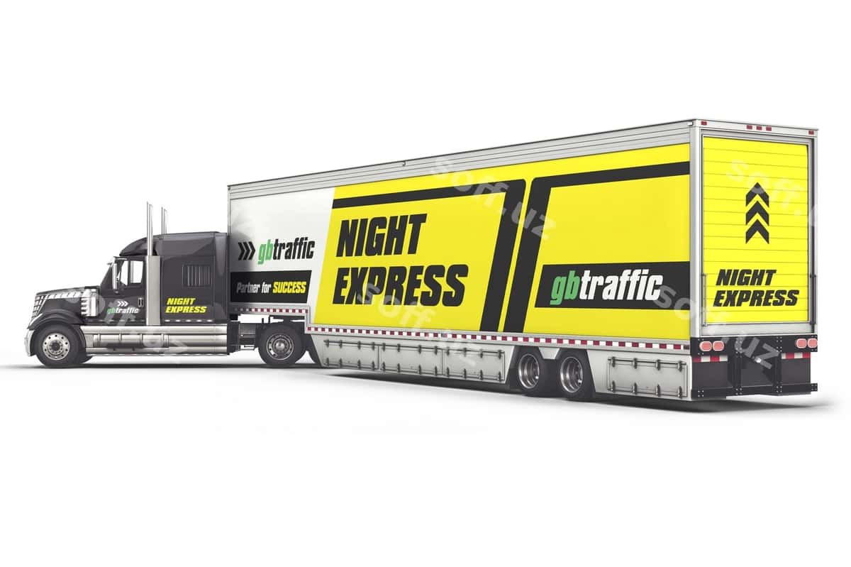 Ogʻir yuk avtomobili uchun mashina brendirovkasi modeli | Vehicle branding heavy duty truck mockup 1