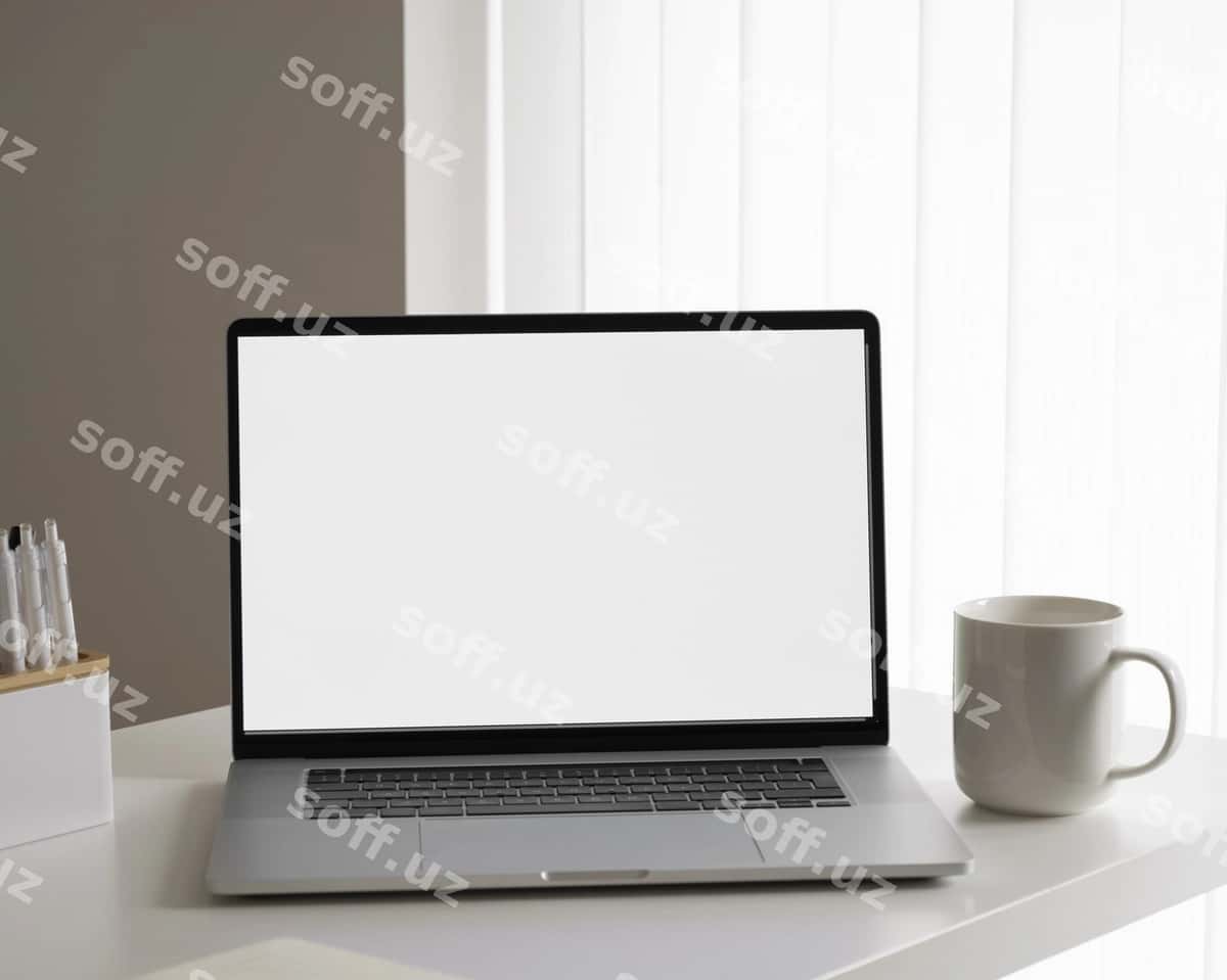 Video konferentsiya noutbuk maketi | Video conference laptop mockup 1