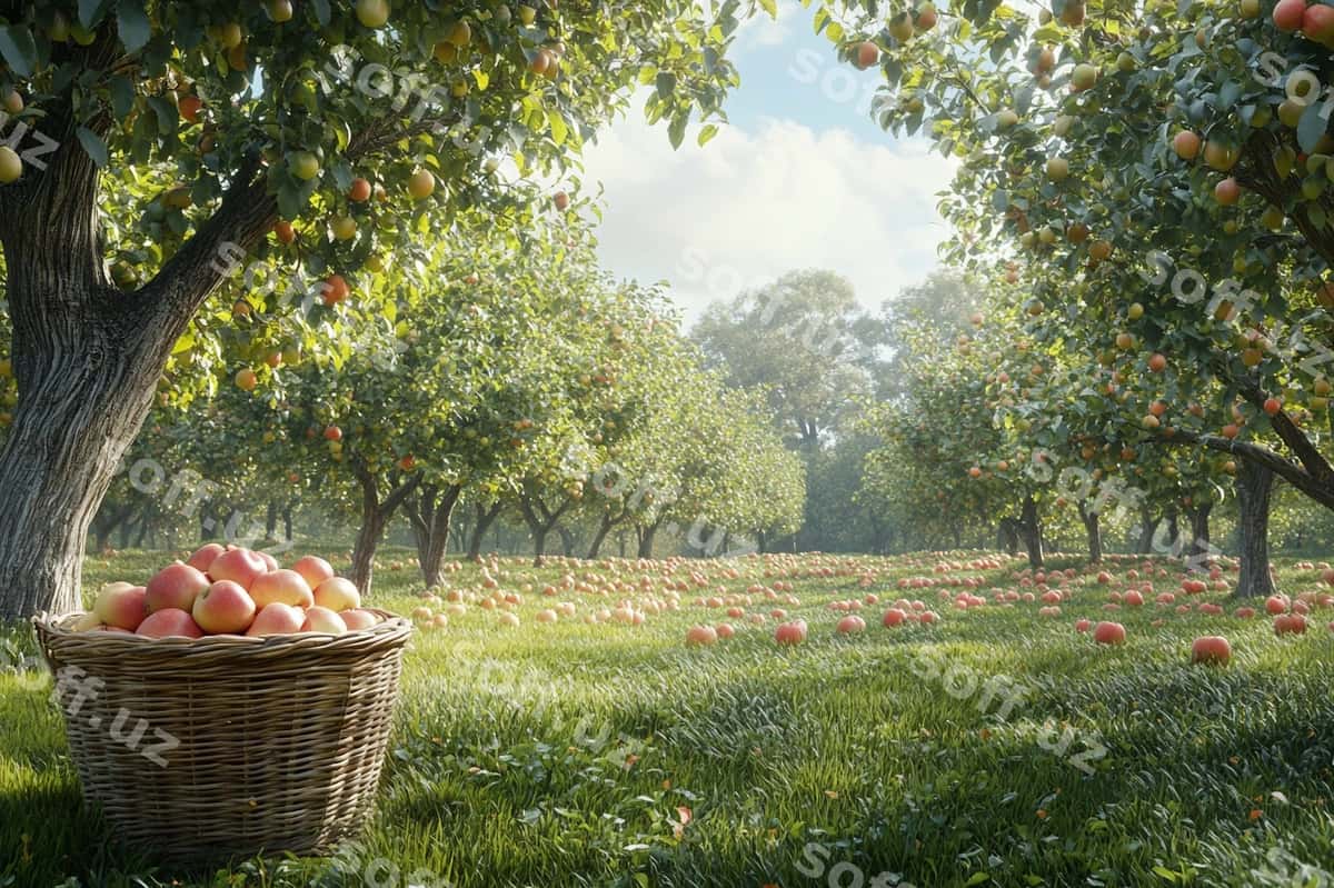To'liq hosil yig'ilgan olma bog'ini ko'ring | View sprawling apple orchard full harvest 1