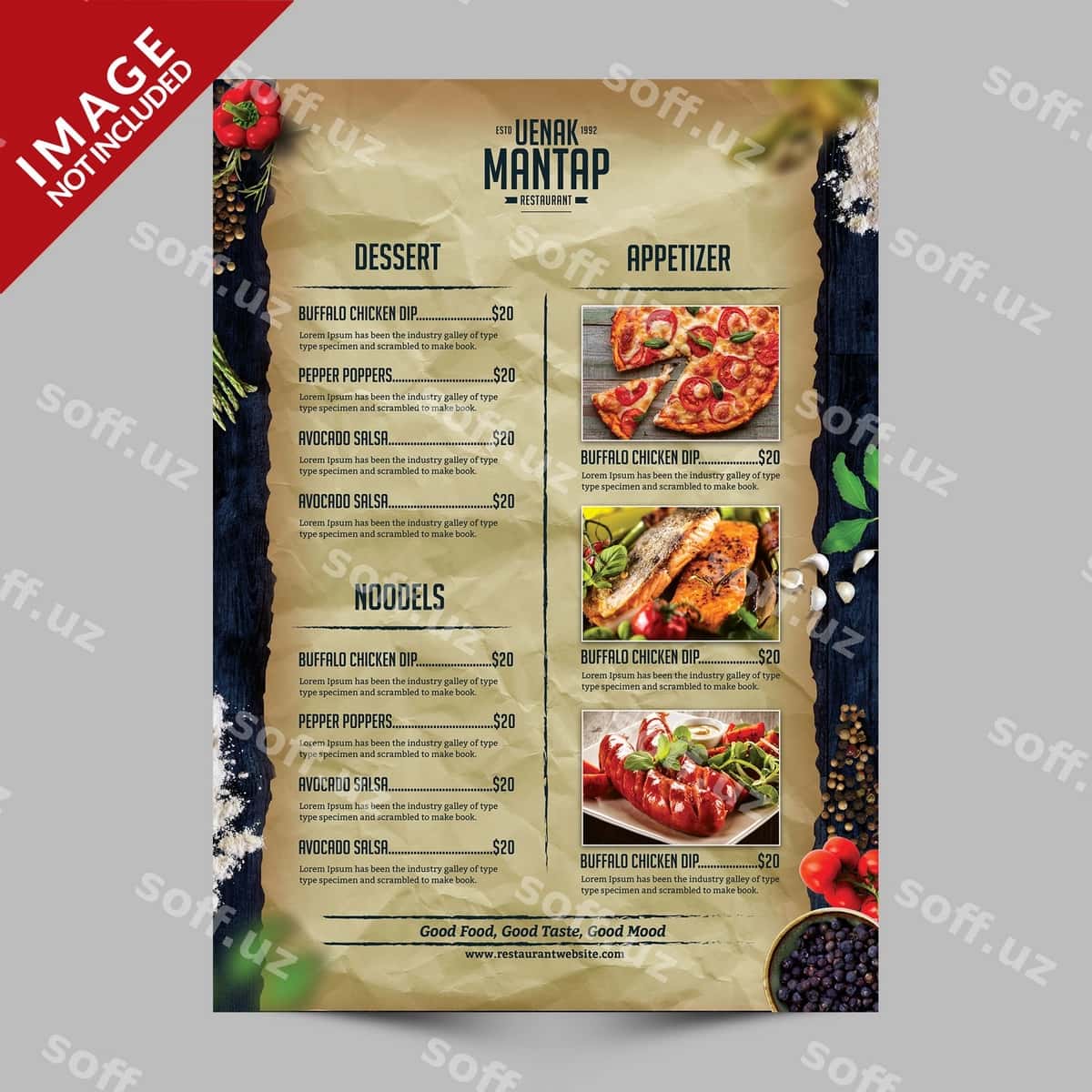 Eski ovqat menyu flyeri | Vintage food menu flyer 1