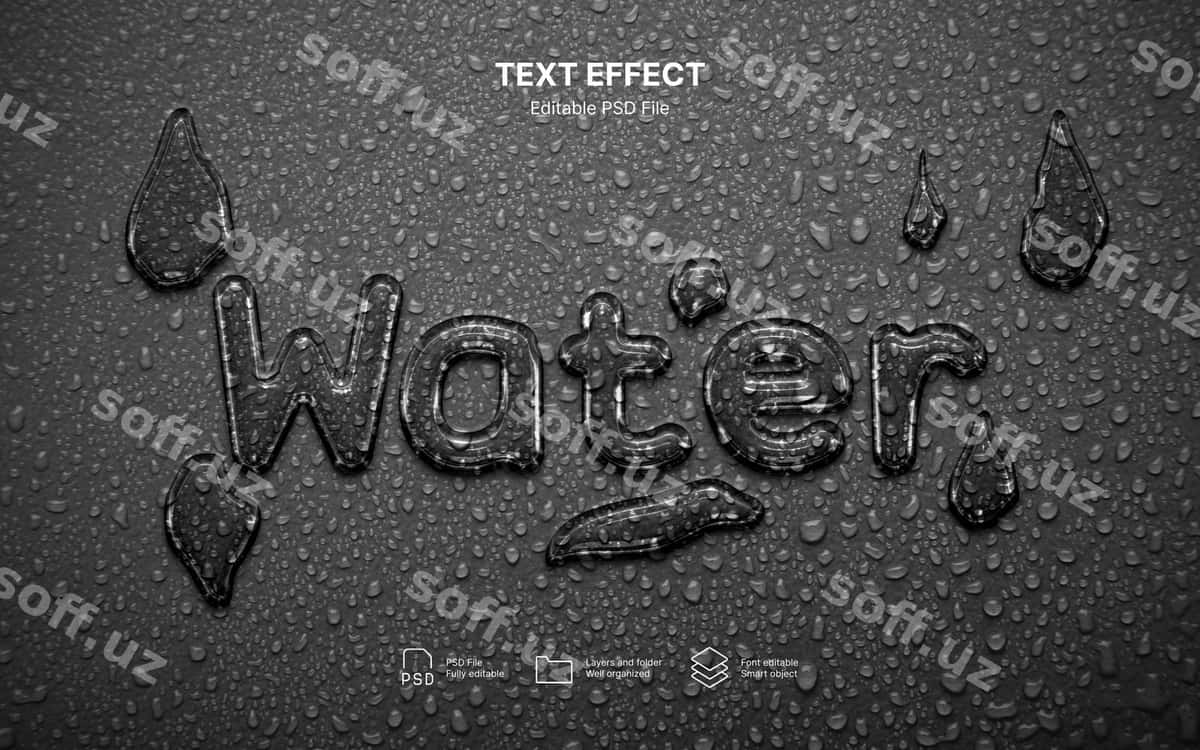 Suv damchi matn efekti | Water drop text effect 1