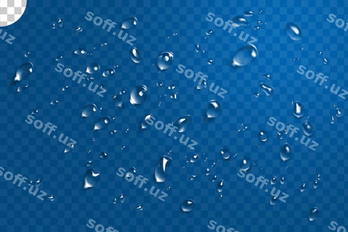 Su dammlari shaffof orqa fonda | Water drops transparent background 1