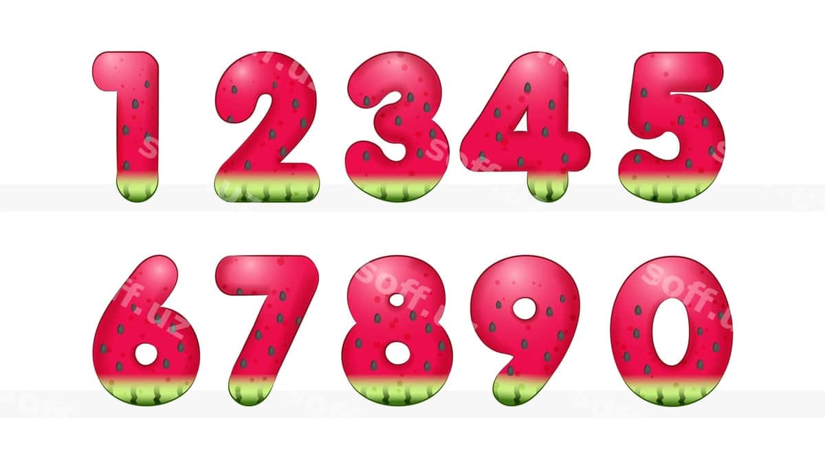 Tarvuz 10-raqamli illustratsiyasi | Watermelon number 10 illustration 1