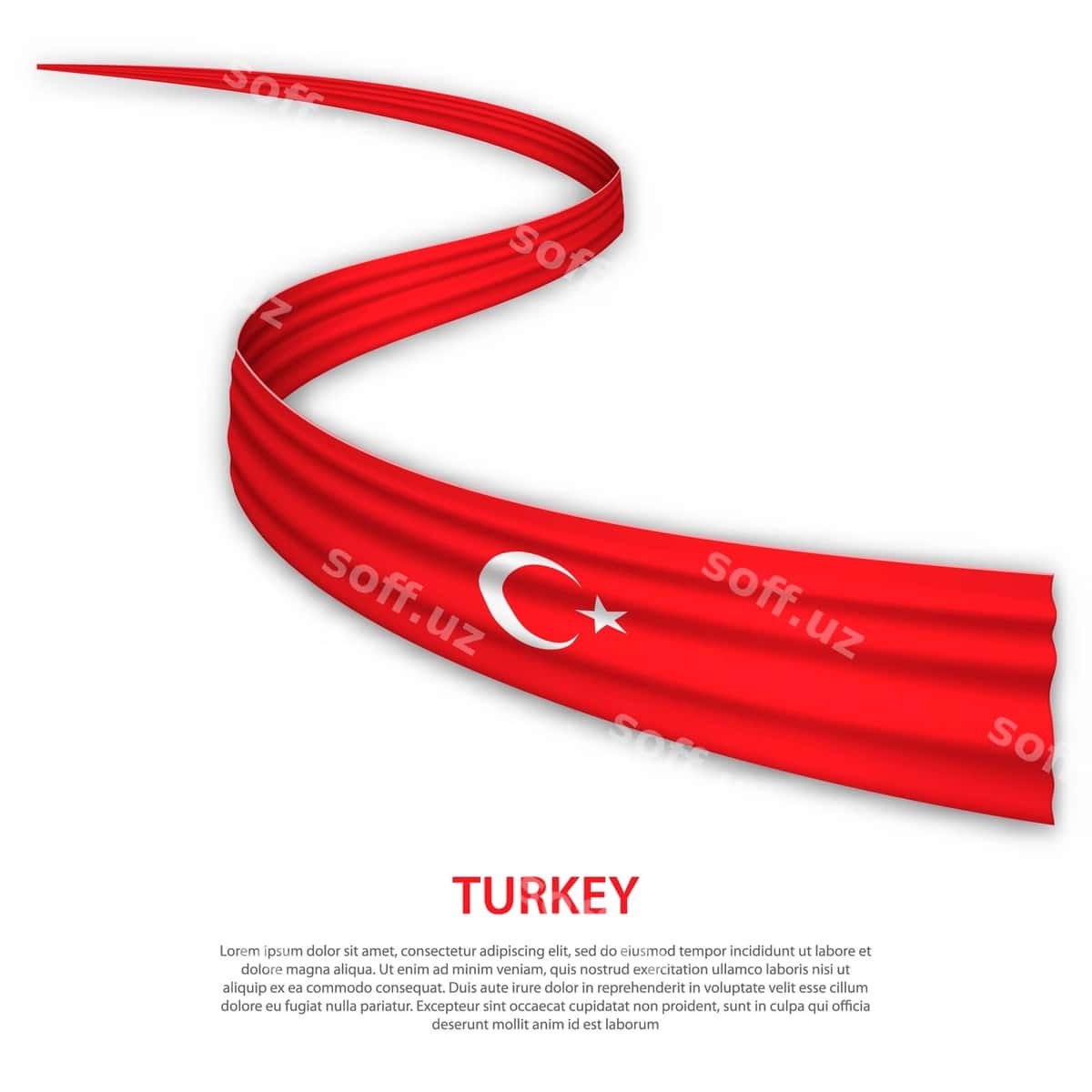 Ko'tarilayotgan lenta baygon Turkiya bayrog'i bilan | Waving ribbon banner with flag turkey 1