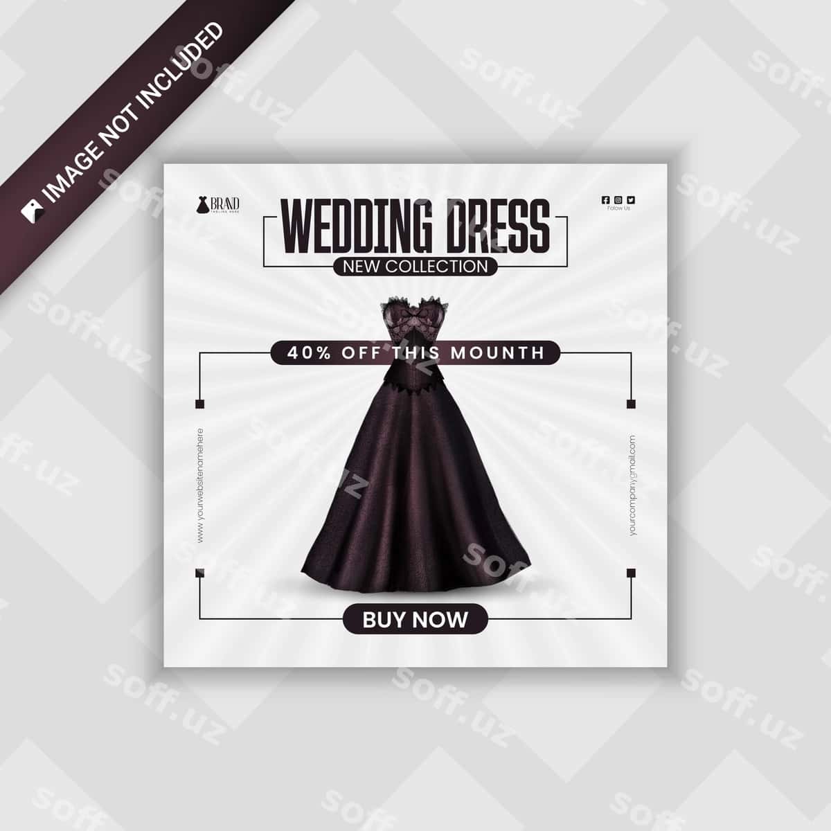Turona kiyimi uchun ijtimoiy tarmoqlarda post dizayni | Wedding dress social media post design 1
