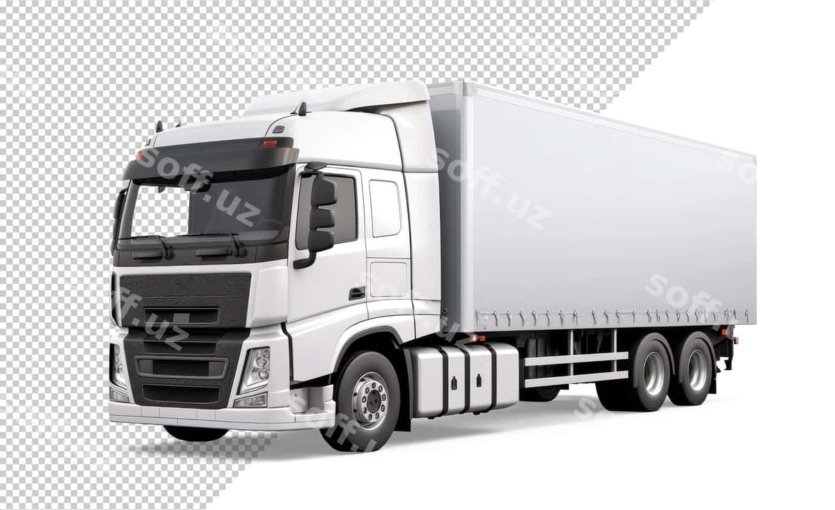 Oq yuk avtomobili namunasi | White cargo truck mockup 1