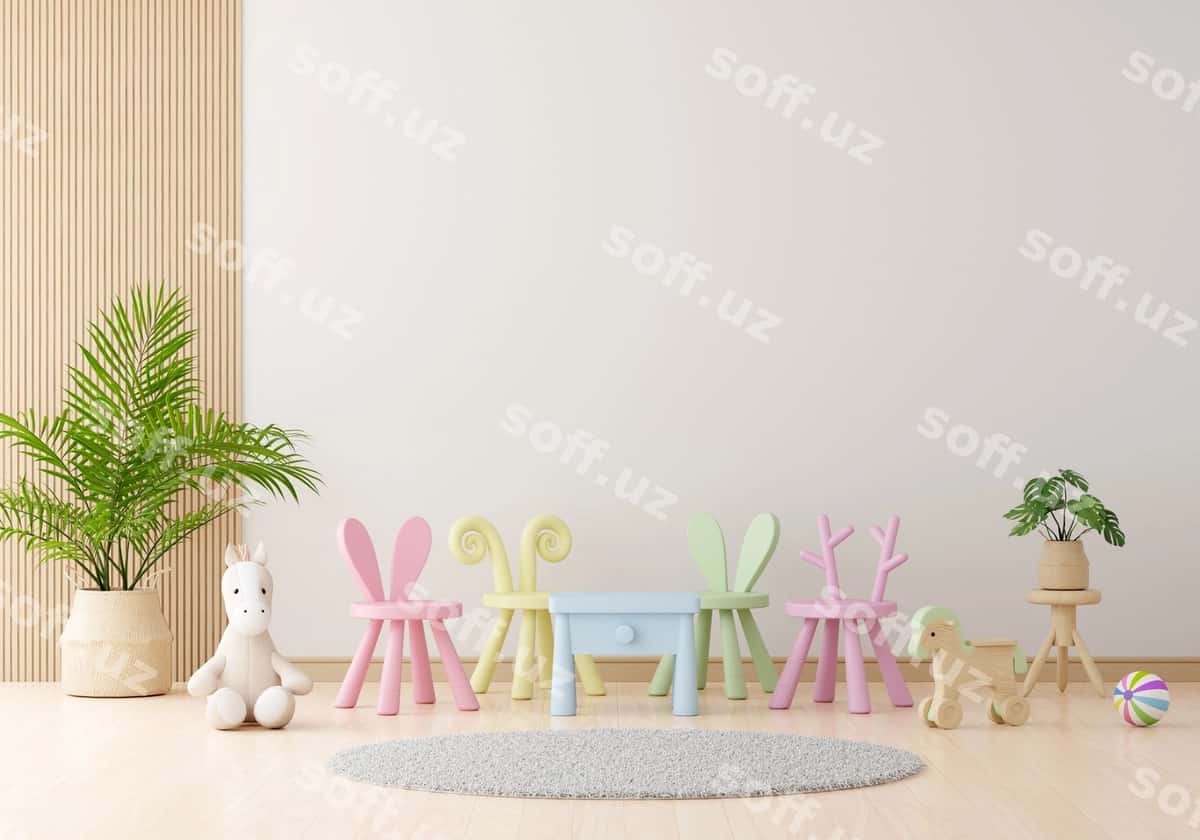 Oq bola otish joyi bo'sh joy bilan | White child living room with free space 1