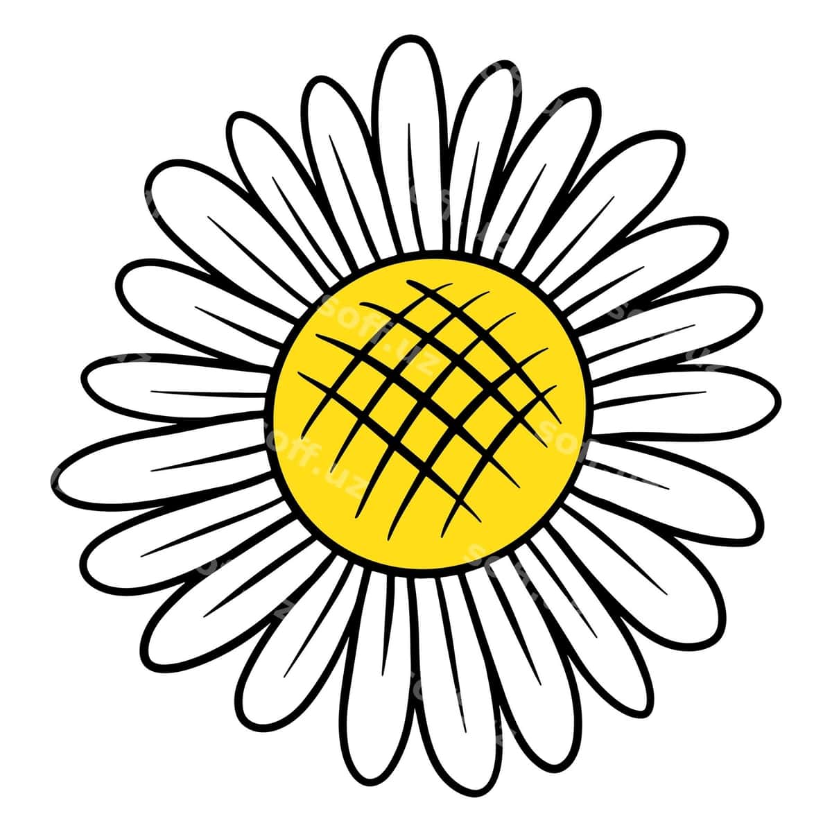 Oq romashka guli stiker dizayn elementi | White daisy flower sticker design element 1